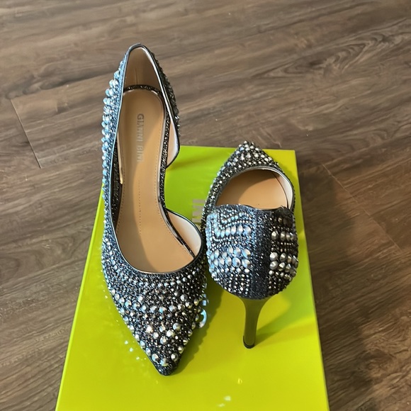 Gianni Bini Mariah Black and Silver Jeweled stiletto heel size 8.5 LIKE NEW - Picture 8 of 12